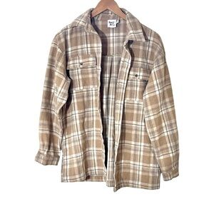 PRINCESS POLLY Tan Plaid Button-Up Shirt Size 2